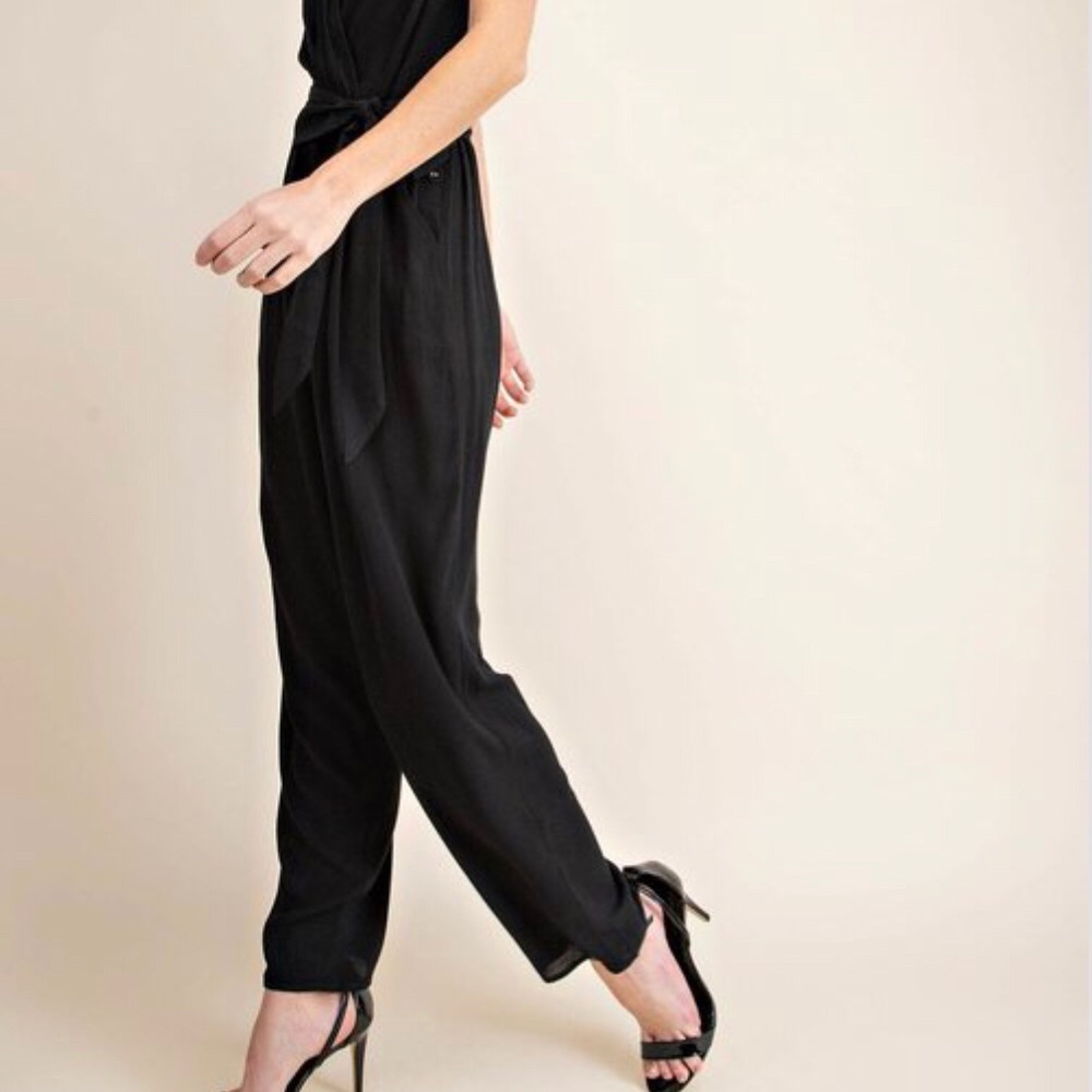 NEW Black OverLapped JumpSuit - Picture 2 of 4